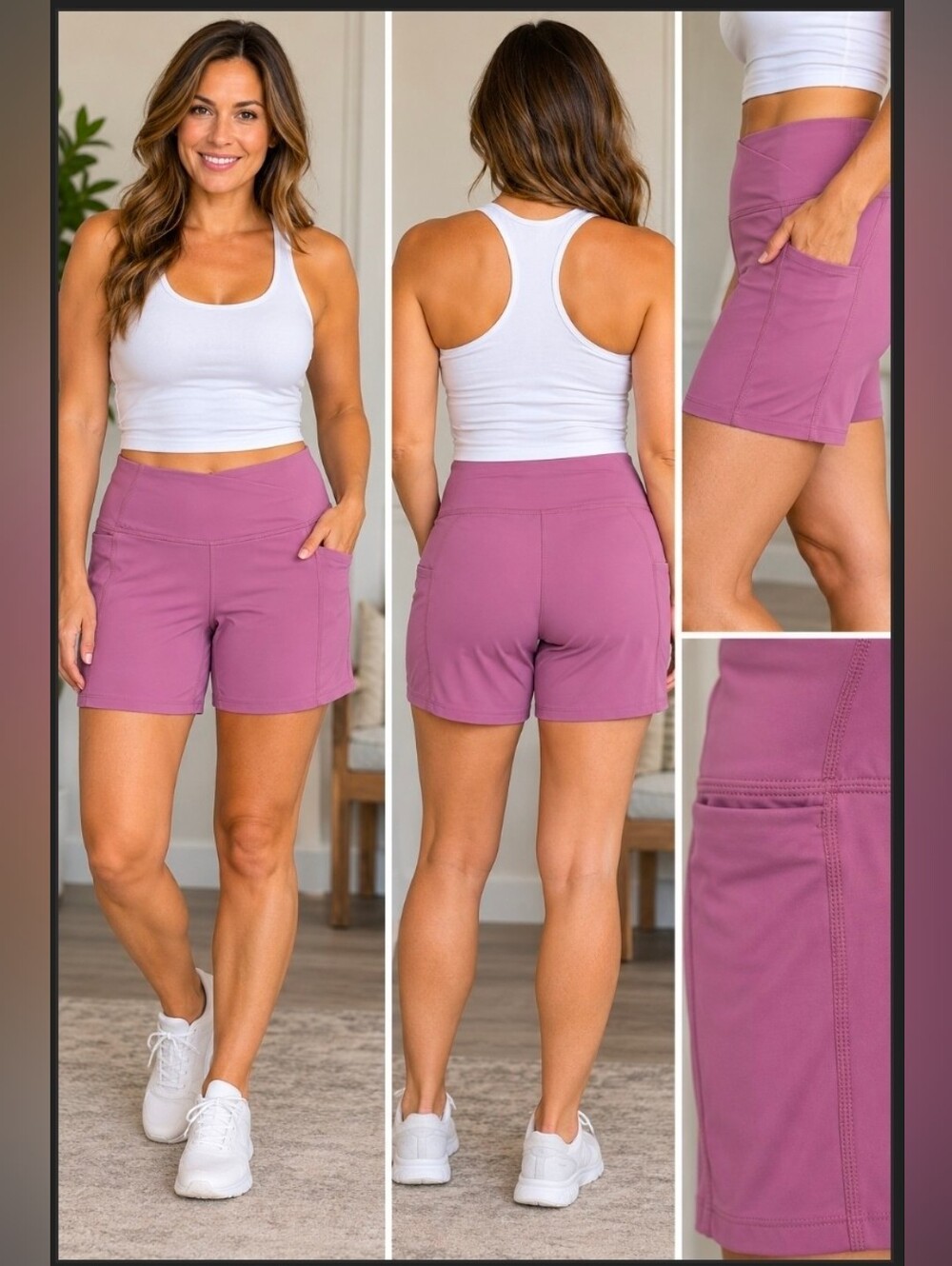Danskin Lavender-Pink High-Waist Bike Shorts
